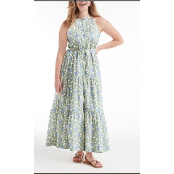 Hermoza linen Hilda maxi dress sz large Floral pleated sleeveless tiered new - Picture 1 of 9